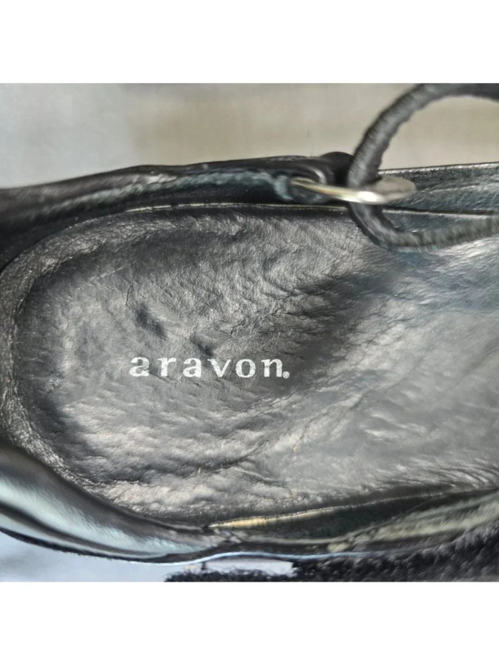 Aravon Womens 11 Mary Jane Wedge Heel Black Comfort Adjustable Strap - Picture 9 of 10